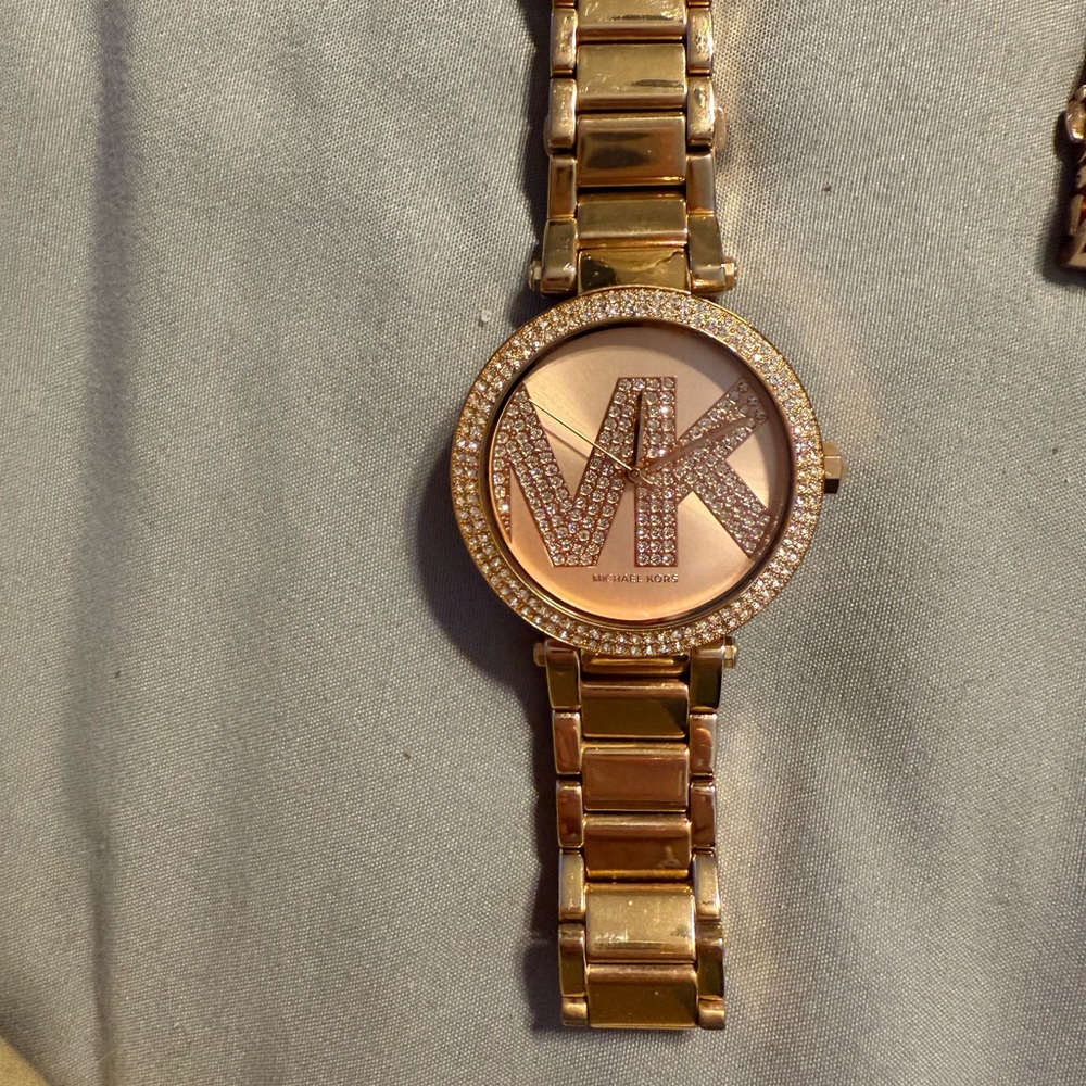 Michael Kors Gold-Tone Bracelet Watch with Crystal MK Dial